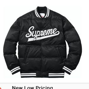 Supreme Script Varsity Puffy Jacket Size Medium gently used